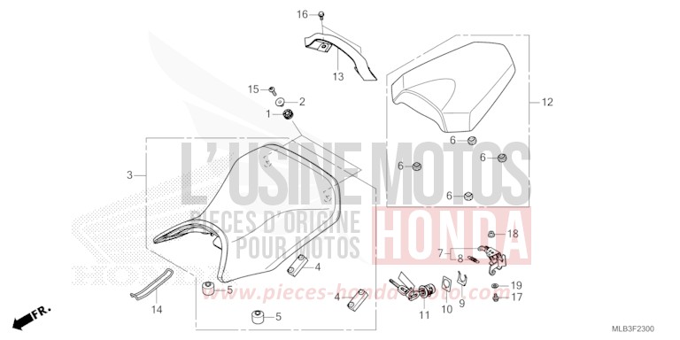 SITZ von Hornet 750 MAT PEARL GLARE WHITE (NHB54) von 2025